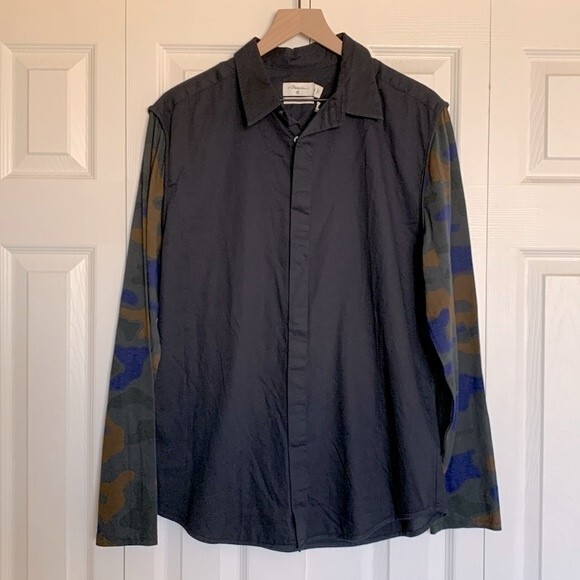 NWT 3.1 Phillip Lin Target Button Down Shirt Camo Sleeves Sz M - Picture 2 of 9
